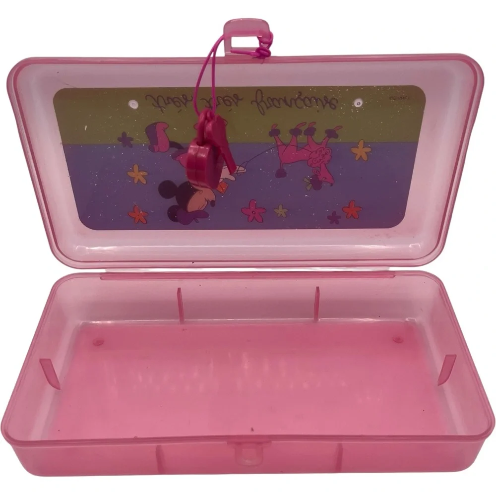Vintage Flomo Disney French Minnie Mouse Pencil Case Heart Shaped Lock Key